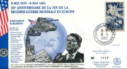 Env. De 1985 "40e ANNIVERSAIRE DE LA FIN DE LA SECONDE GUERRE MONDIALE EN EUROPE" - Oblt. Strasbourg 08-05-1985 - Lettres & Documents