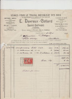 SAINT SERVAIS - E.DAVREUX/COLLARD - USINES TRAVAIL MECANIQUE BOIS - FACTURE - 1929 - Straßenhandel Und Kleingewerbe