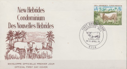 Nouvelles Hebrides  1975   N° 409  Obitéré.  Enveloppe Premier Jour = Taureau - Usados