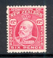 NEW ZEALAND, 1909 6d (P14½x14) Very Fine MM, Cat £40 - Gebruikt