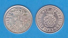 FELIPE V 2 Reales 1.708 Plata Segovia Y. Corona Entre 1708   PLATA/SILVER  SC/UNC   Réplica  DL-11.868 - Valse Munten