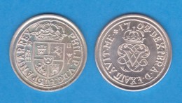 FELIPE V 2 Reales 1.708 Plata Segovia Y. Corona Entre 1708   PLATA/SILVER  SC/UNC   Réplica  DL-11.868 - Imitazioni