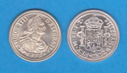 CARLOS IV 2 REALES 1802 Plata F.T. Mejico   PLATA/SILVER  SC/UNC   Réplica  DL-11.869 - Fausses Monnaies