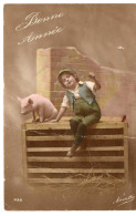 BONNE ANNEE--1917--Enfant Et Cochon N°635 éd Novetto - Nouvel An