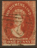 TASMANIA 1857 1d Brick-red QV SG 27 U #VI522 - Used Stamps