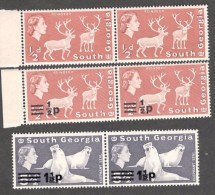 SouthGeorgia1963-70: Lot Of Mnh** Pairs(Michel9,25,27) Prices Based On Cheapest Varieties - Géorgie Du Sud