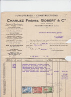 HOUDENG GOEGNIES - CHARLEZ FRERES GOBERT/CIE - TUYAUTERIES CONSTRUCTIONS - FACTURE - 1932 - Old Professions