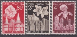 Belgium Flowers 1955 Mi#1010-1012 Mint Never Hinged - Unused Stamps