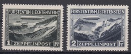 Liechtenstein 1931 Airmail Zeppelin Mi#114-115 Mint Lightly Hinged - Unused Stamps