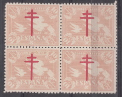 Spain 1942 Anti TBC Mi#32 Mint Never Hinged Block Of Four - Neufs