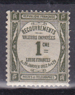 N° 43 Taxes 1c Olive:  Beau Timbre Neuf Très Légère Charnière - 1859-1959 Nuevos