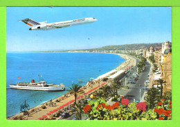 NICE - AVION AIR FRANCE SURVOLANT LA PROMENADE DES ANGLAIS - Carte Vierge - Transport Aérien - Aéroport