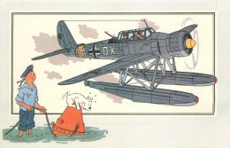 HERGE - ILLUSTRATEUR - CARTE COLLECTION HERGE ANCIENNE  - HYDRAVION ALLEMAND - AVIATION GUERRE 1939-45 -TB -(13 X 20 Cm) - Hergé