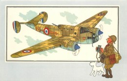 HERGE - ILLUSTRATEUR - CARTE COLLECTION HERGE ANCIEN - AVION ANGLAIS LANCASTER - AVIATION GUERRE 39-45 -TB -(13 X 20 Cm) - Hergé