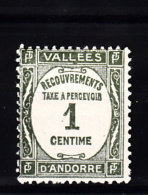 Andorra Port 1935 Mi Nr 16, Postfris Met Plakker - Unused Stamps