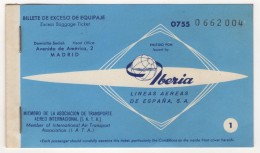 IBERIA LINES AEREAS DE ESPANA S.A. AIRLINES PASSENGER TICKET 1962 - Europe