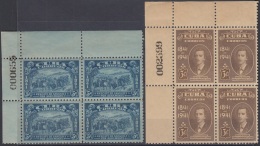 1942-175 CUBA REPUBLICA. 1942. Ed.353-54. IGNACIO AGRAMONTE MNH ORIGINAL GUM. BLOCK 4. NUMBER OF SHEET. - Neufs