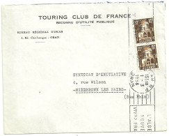 LETTRE TARIF  POUR LA FRANCE AVEC 10F EN PAIRE - Used Stamps