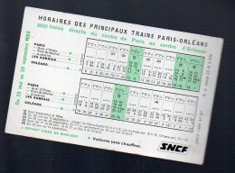 (SNCF) Horaire 1968 Trains Paris-orléans  Et Retour (PPP3829) - Europa