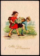 5858 - Alte Glückwunschkarte - Schulanfang Junge Und Mädchen - Willy Klautzsch - Eerste Schooldag