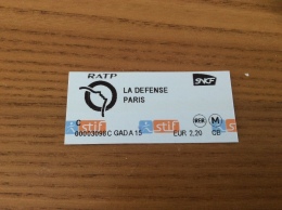 Ticket De Métro Stif PARIS (75) RATP Orlyval "LA DEFENSE PARIS" - Europa