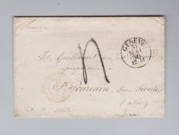 Heimat Schweiz GE GENEVE 1856-05-31 Brief Ohne Marke Nach St Pourçain Sur Sioule Fr - Briefe U. Dokumente