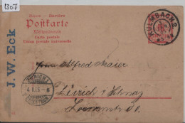 1905 Bayern Postkarte P 67 - Stempel: Von Kulmbach Nach Zürich - Autres & Non Classés