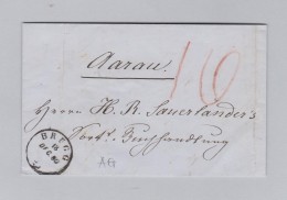 Heimat Schweiz AG BRUGG 1860-12-18 Brief Ohne Marke Nach Aarau - Storia Postale