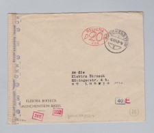 Heimat Schweiz BL MÜNCHENSTEIN 1943-12-06 Grenzrayon Brief Nach St Ludwig Mit Frama "P20P" #408 - Affranchissements Mécaniques