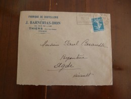 Lettre France Publicitaire Fabrique De Coutellerie J.Barnérias Dion Thiers Pour Agde - Other & Unclassified