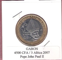 GABON 4500 CFA 2007 POPE JOHN PAUL II BIMETAL UNC NOT IN KM - Gabun