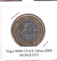 NIGER 6000 CFA 2005 MOSQUITO STOP MALARIA BIMETAL UNC NOT IN KM - Níger
