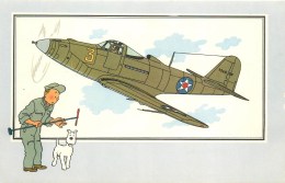 HERGE - ILLUSTRATEUR - CARTE COLLECTION HERGE ANCIENNE  - AVION BELL P-39 - USA- AVIATION GUERRE 39-45 -TB -(13 X 20 Cm) - Hergé