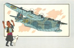 HERGE - ILLUSTRATEUR - CARTE COLLECTION HERGE ANCIENNE  -AVION SHORT S-25 -G.B - AVIATION GUERRE 39-45 -TB -(13 X 20 Cm) - Hergé