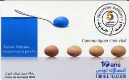 @+ Tunisie - Recharge GSM Tunisie Telecom - 5 Din - Oeuf Bleu - Tunisie