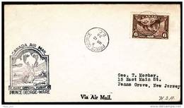 Canada FDC First Flight British Columbia Prince George - War Stamp # C5 - First Flight Covers