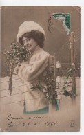 CPA.Femmes.1911.Femme à  Chapeau Fourrure Et Veste Fourrure.poteau électrique.branche De Gui. - Paare