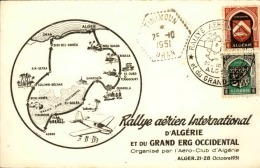 FRANCE / ALGÉRIE - Oblitération Et Carte Du Rallye Aérien D ' Algérie Et Du Grand Erg Occidental En 1951-A Voir - L 1196 - Luchtpost