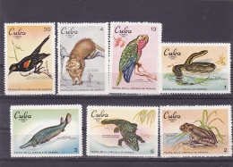 #135   ANIMALS, BIRDS, CROCODILE, FISHES, 7 X STAMPS,  MNH**, CUBA. - Neufs