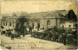 NICE Gare P.L.M.  Rare Cachet Du 163e Régimant D'infanterie Adressée à Vert Près La Felaine   Compostée à Castres - Schienenverkehr - Bahnhof