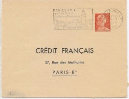 LRD9B- EP ENVELOPPE TSC MULLERS 0f25 CREDIT FRANCAIS CIRCULEE BAR LE DUC 14/5/1964 - Standard Covers & Stamped On Demand (before 1995)