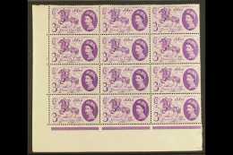 1960 General Letter Office 3d Lilac, SG 619/619a, Cylinder Corner Block Of 12 (No 1, No Dot), One Stamp Bearing... - Autres & Non Classés