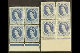 1958 1s 6d  Grey Blue Wilding SG 586, A Stunning Lower Marginal Block Of Four With DRY PRINTING Variety Affecting... - Otros & Sin Clasificación