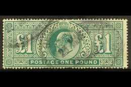 1911 £1 Deep Green, Somerset House Printing SG 320, A Used Example With Good Colour, Few Shorter Perfs.  For... - Unclassified