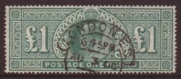 1902-10 £1 Dull Blue-green, SG.266, Very Fine Used With London Hooded Cds, Flattened Crease At Left... - Non Classificati