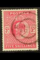 1902 5s Bright Carmine, SG 263, Superb Used With Neat 2 Ring Cancel. For More Images, Please Visit... - Non Classés