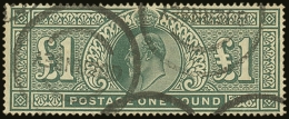 1902 £1 Dull Blue Green, SG 266, Fine Used Bearing Multiple "Guernsey" Cancels, Good Centering & Colour.... - Non Classés