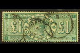 1887-92 £1 Green, SG 212, Used With Nice Cds Cancellations, A Rub At Left.  For More Images, Please Visit... - Sonstige & Ohne Zuordnung