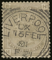 1880 4d Grey Brown, Wmk Large Garter, SG 154, Good Used With Central Liverpool Cancel. Cat SG £525. For More... - Andere & Zonder Classificatie