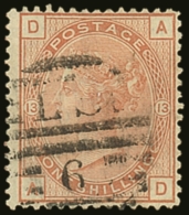 1873-80 1s Orange-brown, Plate 13, Wmk Spray, SG.151, Good To Fine Used, Recut Wing Margin At Left,... - Sonstige & Ohne Zuordnung